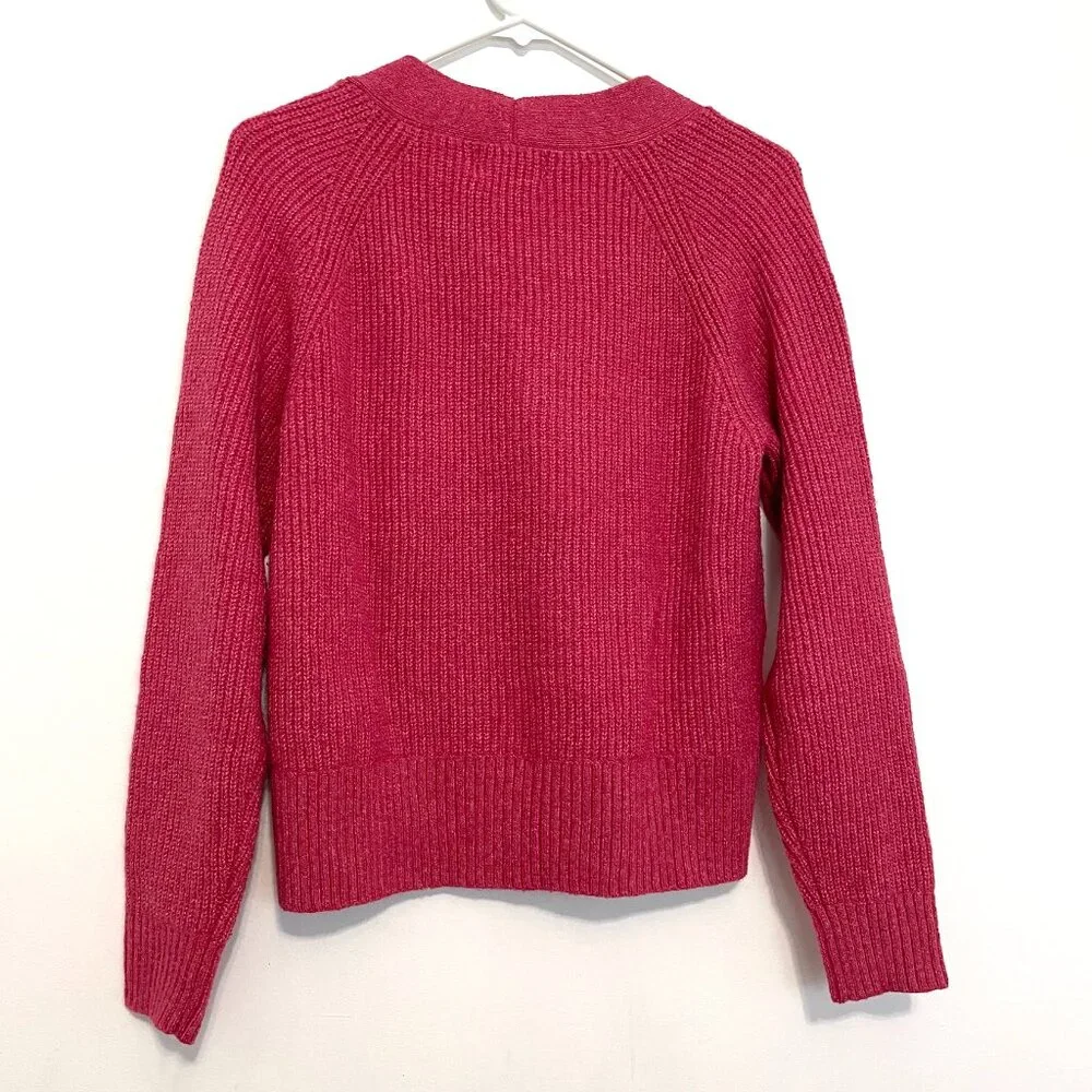 OLD NAVY Shaker Stitch Cardigan Sweater Magenta / Berry Pink Chunky Knit Relaxed - Picture 13 of 15